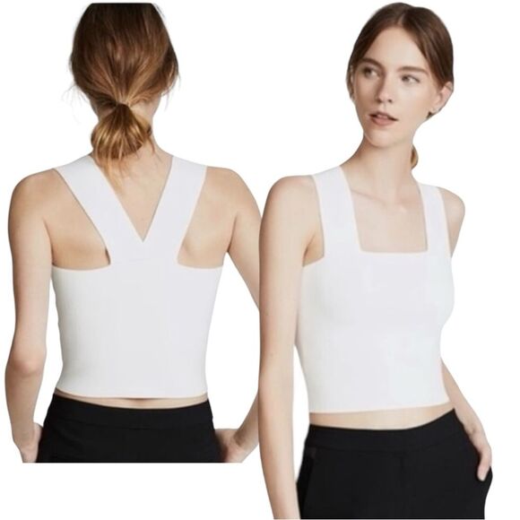 A.L.C. Size XS Lia Rib Knit Crop Tank Top White Coastal Clean Girl Minimalist - Picture 5 of 11